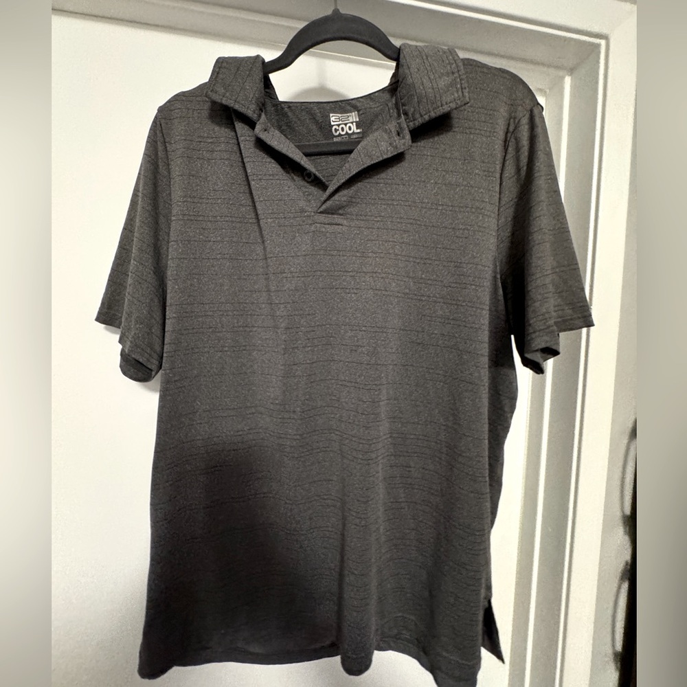 Grey striped golf polo